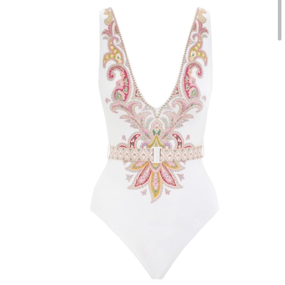 Zimmerman teddy belted plunge one piece bathing suit - size 1 - Picture 2 of 8